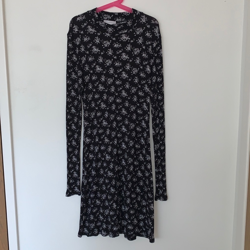 High-Neck Floral Print Dress